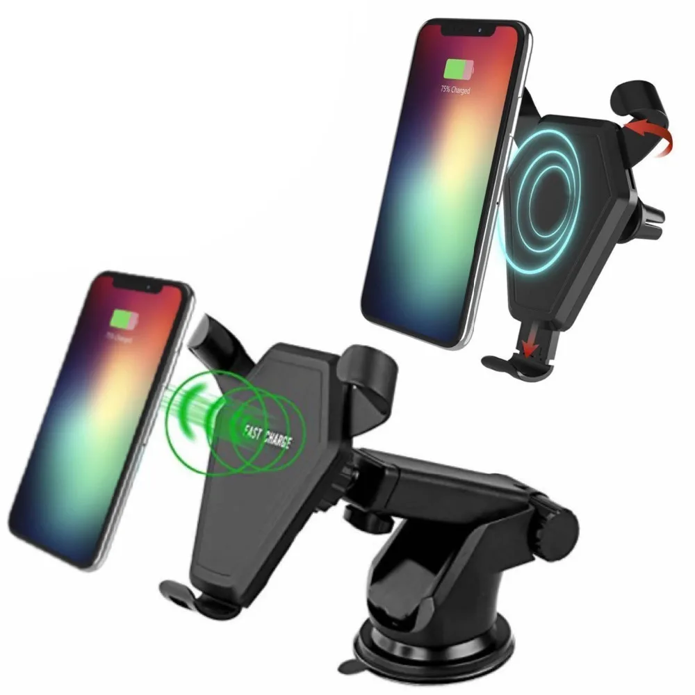 Gravity Sensor Qi Wireless Car Charger Holder Car Mount Wireless