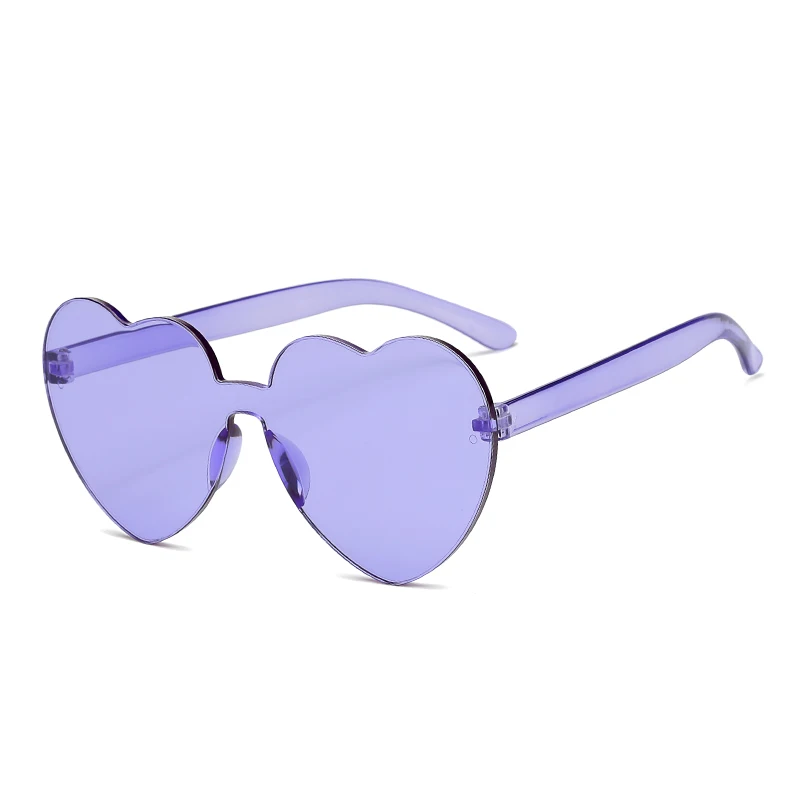 

Transparent Love Heart Sun Glasses Women Colorful Rimless Sunglasses