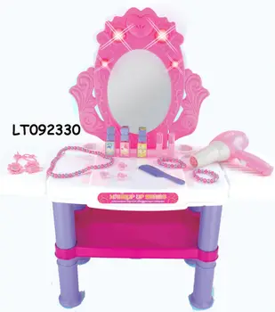Pink Dresser Set Toys With Music Light Girls Mirror Beauty