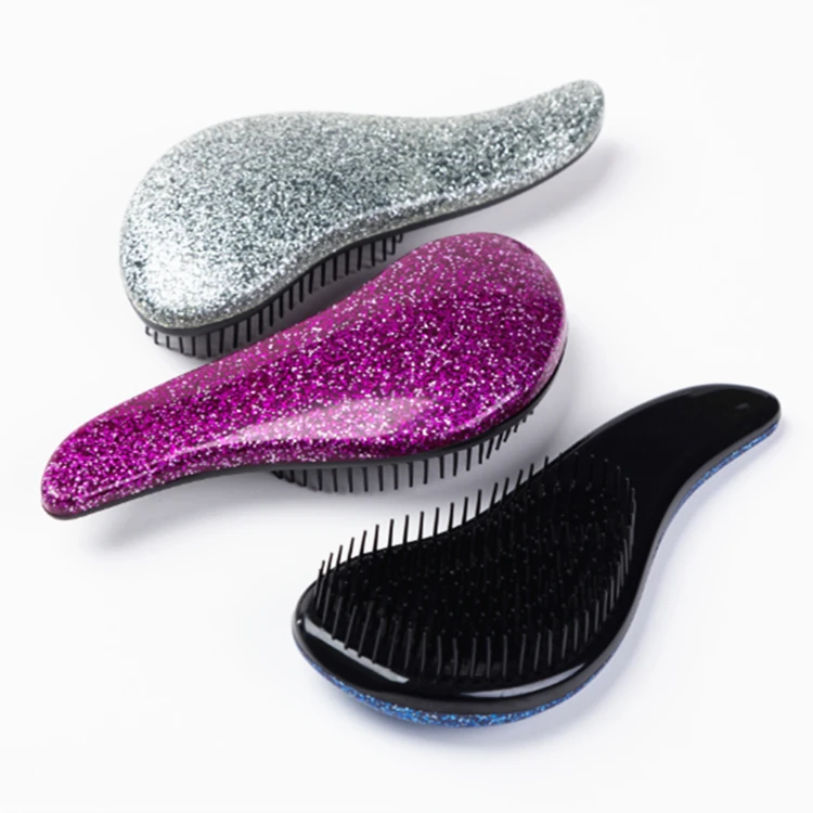 

Kids Gift ABS Glide Thru Comb Detangler 360 Wave Extension Denman Hair Brush, Glitter gold silver pink purple blue