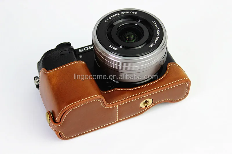 For Sony A6300 PU Leather Case Camera Bag Body Protective Body Cover With Strap 