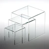 BOK39 Set of 3 Assorted Size Square Acrylic Clear Risers Display Stand
