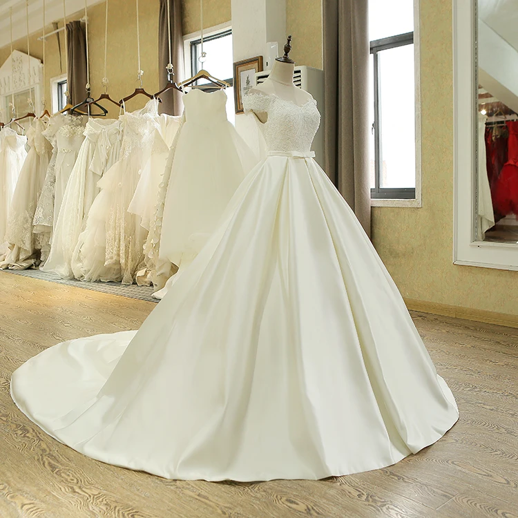 Off Shoulder Beaded Lace Bridal Dresses Real Photo High Quality