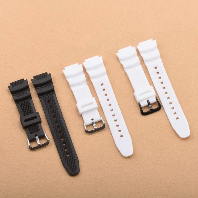 

Watch universal  watch band black and white TPU silicone rubber smart watch strap for CASIO, Black,white