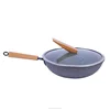 2018 Hot Sale Stock supply wooden handle Mailanshi non-stick gas general purpose pan