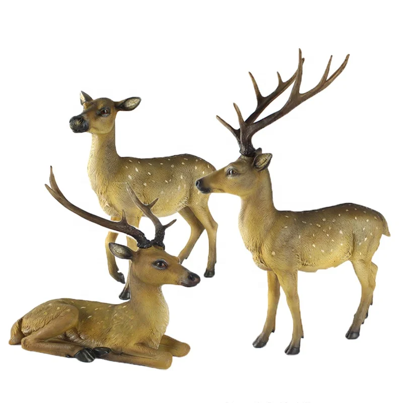 Resin deer sculpture christmas decorative deer metal base home decor supplier