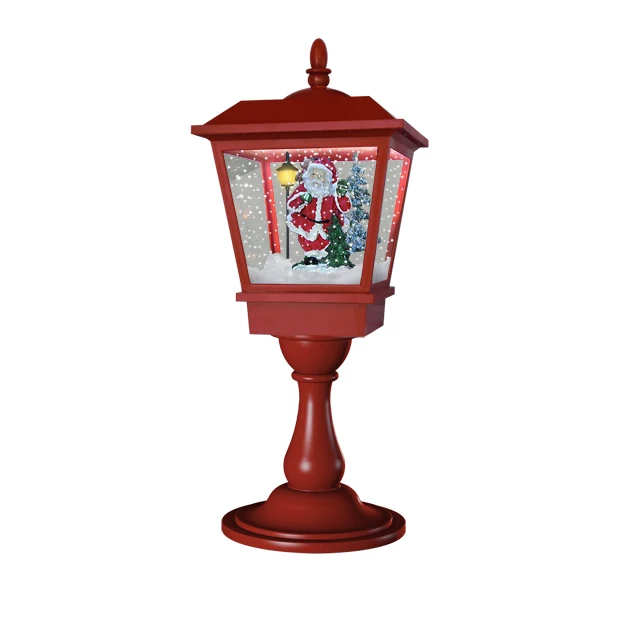 solar red snowman lamp post