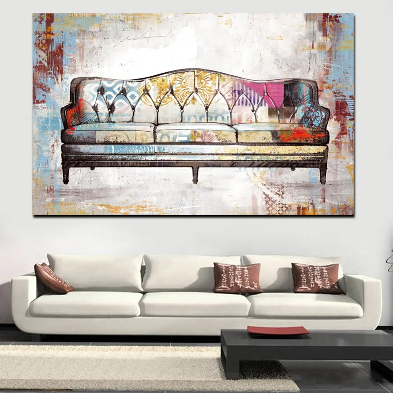 High Quality Colorful Classical Sofa Oil Paintings Art On Canvas Free