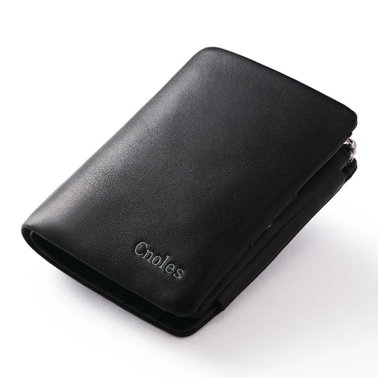 

Genuine Leather Wallet For Mens Soft Top Grain Leather Trifold short Men RFID wallets, Black