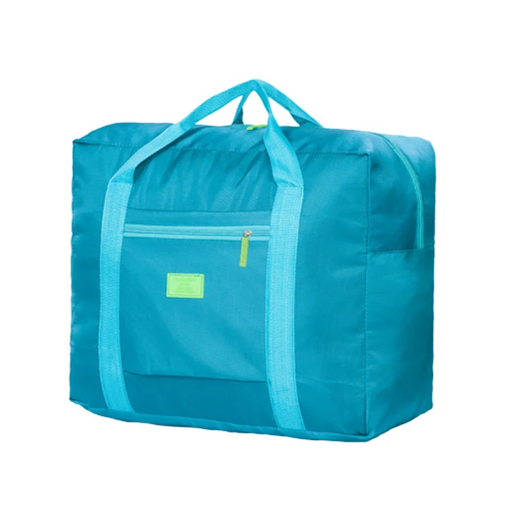 

Promotional Cheap Large Capacity Durable Waterproof Nylon Folding Storage Travel Bag Foldable Duffel Bag MOQ 100, Blue,black,pink,sky blue or custom color