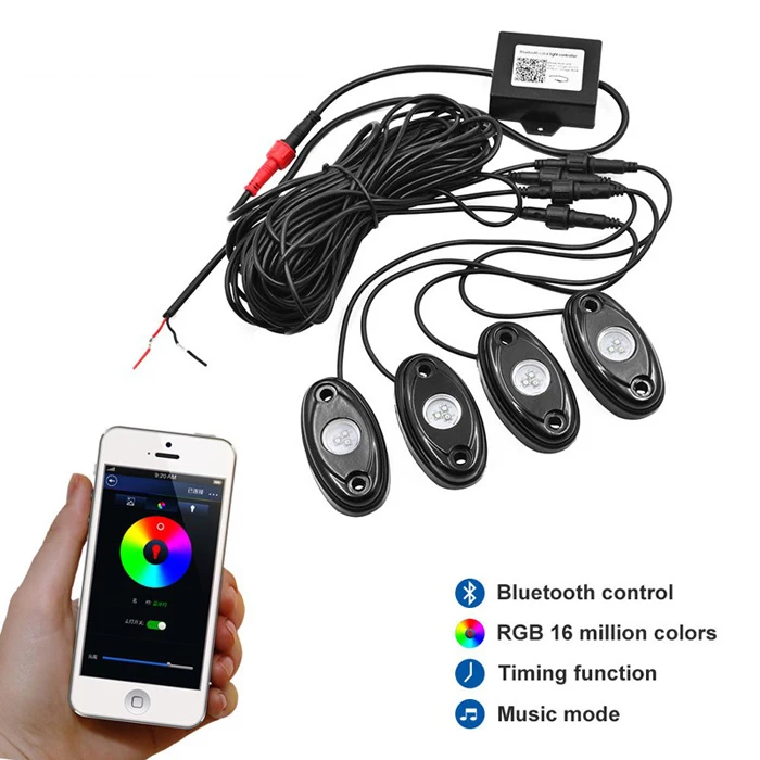 Hot selling led boat ambient lighting car boat exterior lights 4 pods rgb led rock light kit.jpg