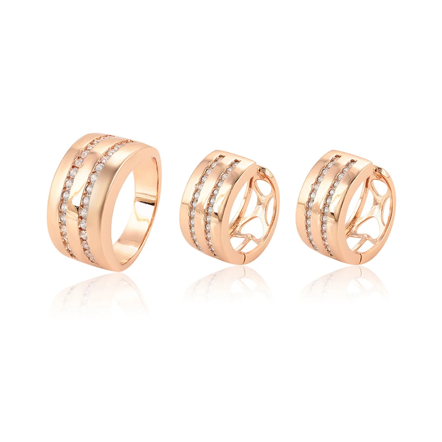 

64980 xuping Rose gold color Luxury women copper alloy jewelry sets