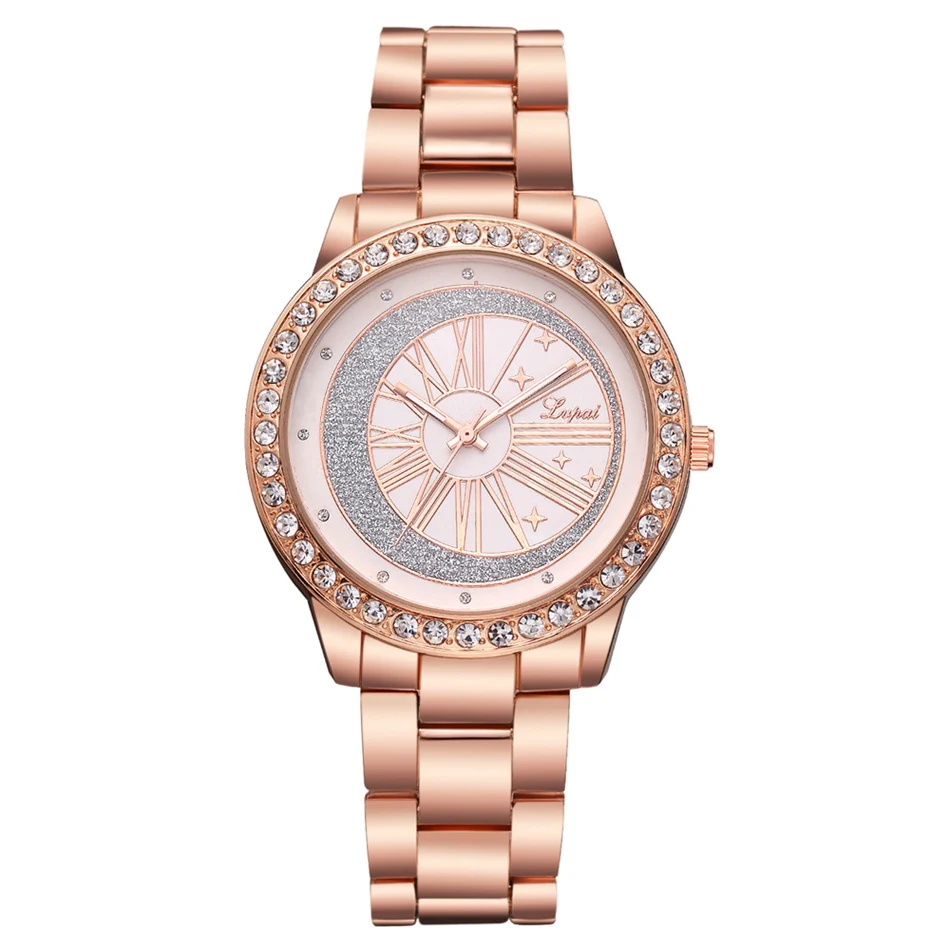 

Brand Women Luxury 2018 Hot Sale Stainless Steel Fashion Luxury Watch High Quality Watch Women Wristwatch, As show