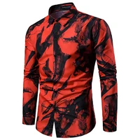 

Cotton Blended Slim Fit Shirt Men Ink Print Casual Shirt For Male