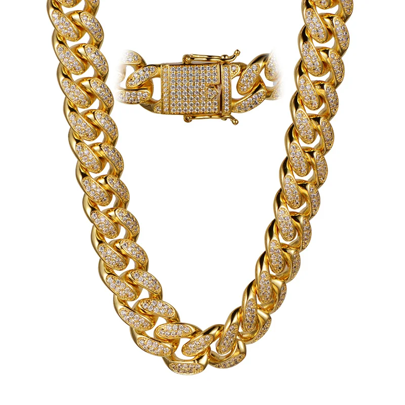 
Iced Out Diamond Cuban Link Choker Necklace New Gold Chain Design For Men 