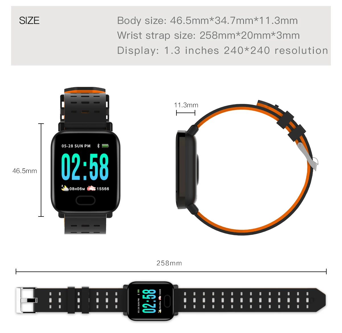 2020 Newest Smart Watch A6 Support Heart Rate Monitor Blood Pressure ...