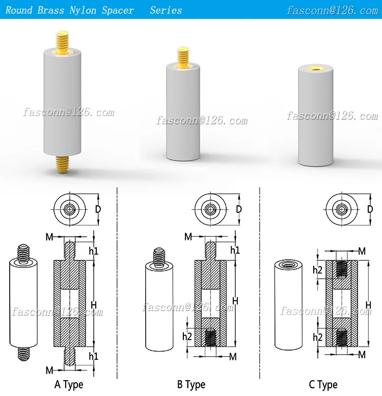 Low Voltage Insulators,Hexagonal Nylon Spacer Studs With Metric Thread