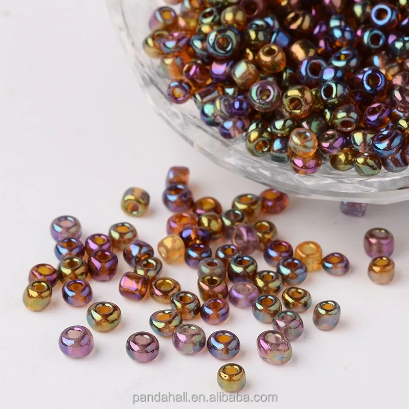 

PandaHall 2mm Rainbow Transparent Colors Round Glass Seed Beads