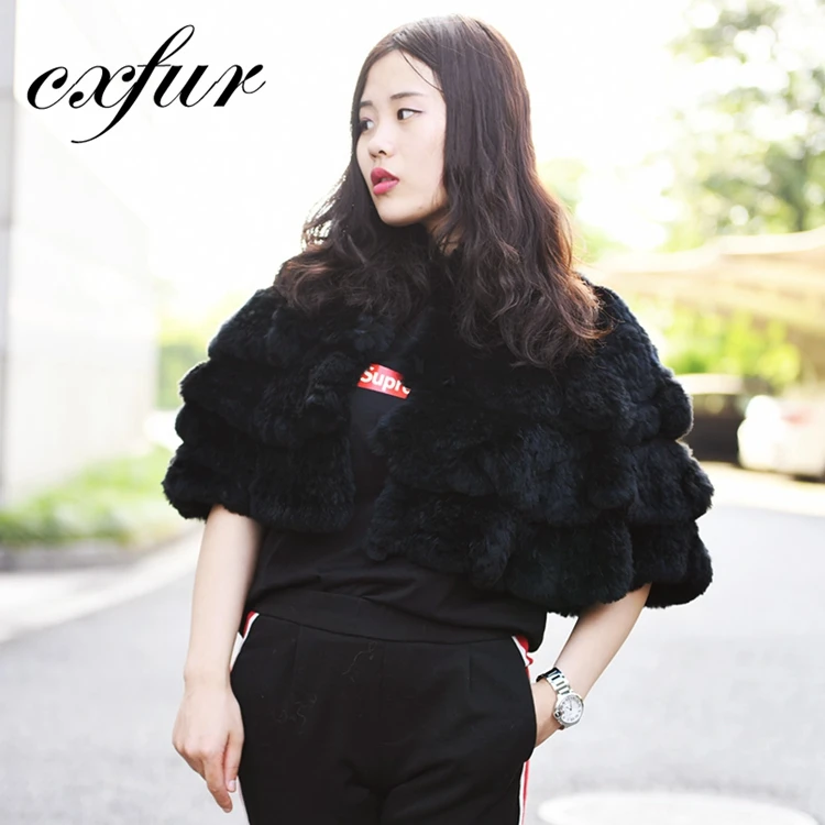 
CX-B-19 Complete Production Line Real Rabbit Women Winter Fur Capes Shawls 