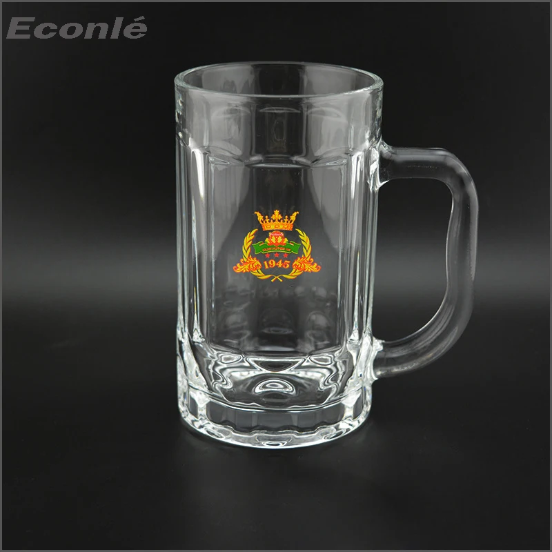 

Custom made 500ml glass beer cups with handle, Customer request