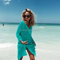 

Saida De Praia Summer Beach Wear Dress Tunic Pareos For Women 2019 Skirt Knitting Hollow Bandage Longa Kaftan Beach Cover Up