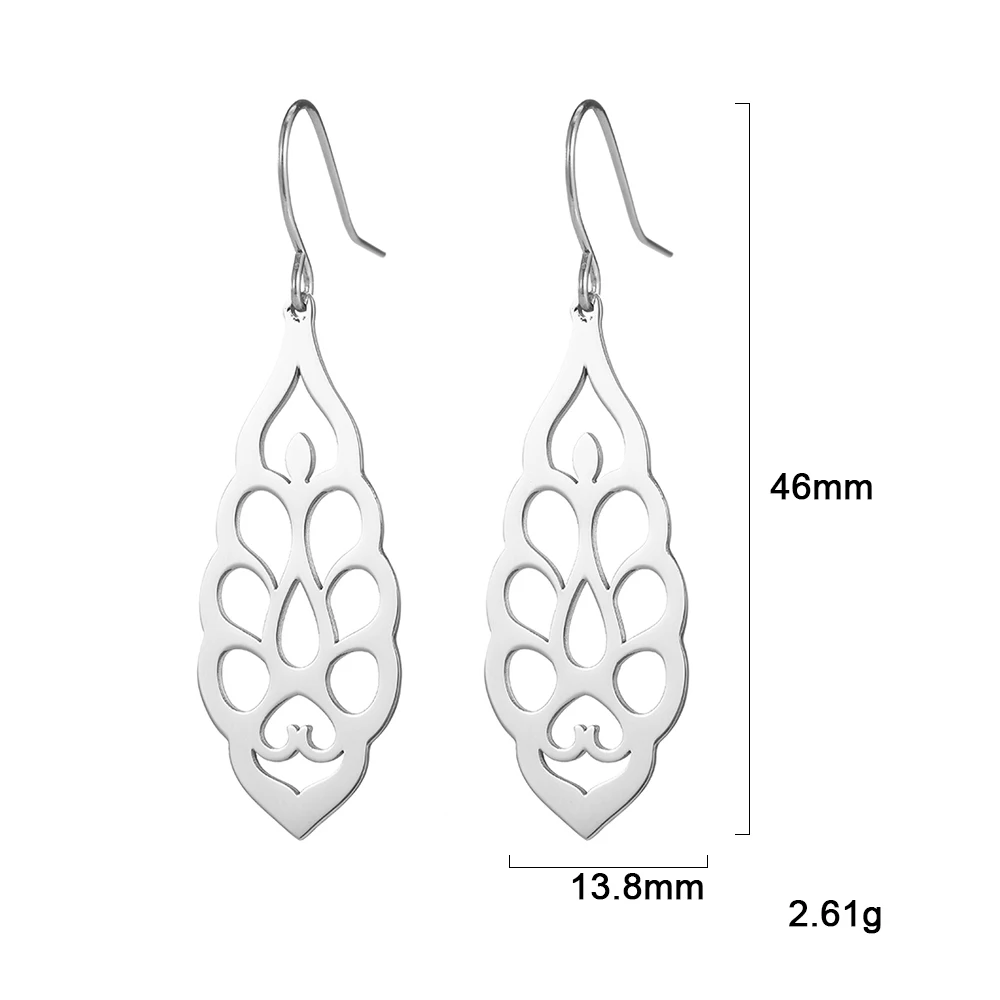 

Wholesales Korea Fashion Style Leaf Shape Stainless Steel Colorful Plated Hollow Out Stud Earrings For Gift