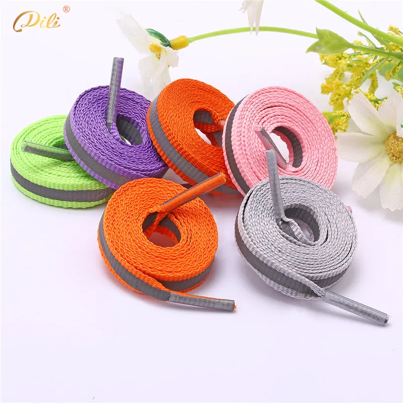 

[6] Wholesale 8mm Reflective Shoelace Flat Shoe laces Safty Shoe laces