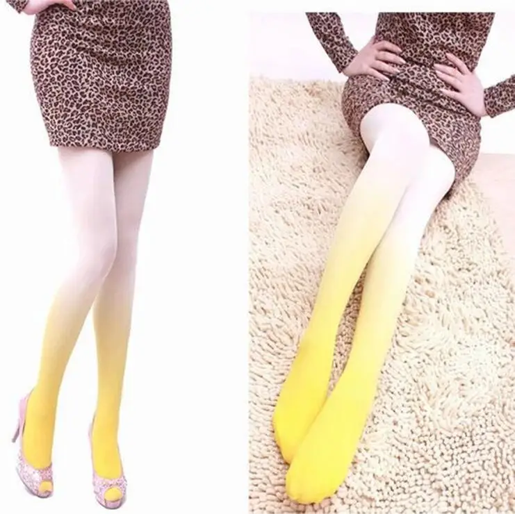 Modern Design New Fashion Women Harajuku Gradient Pantyhose Glossy 