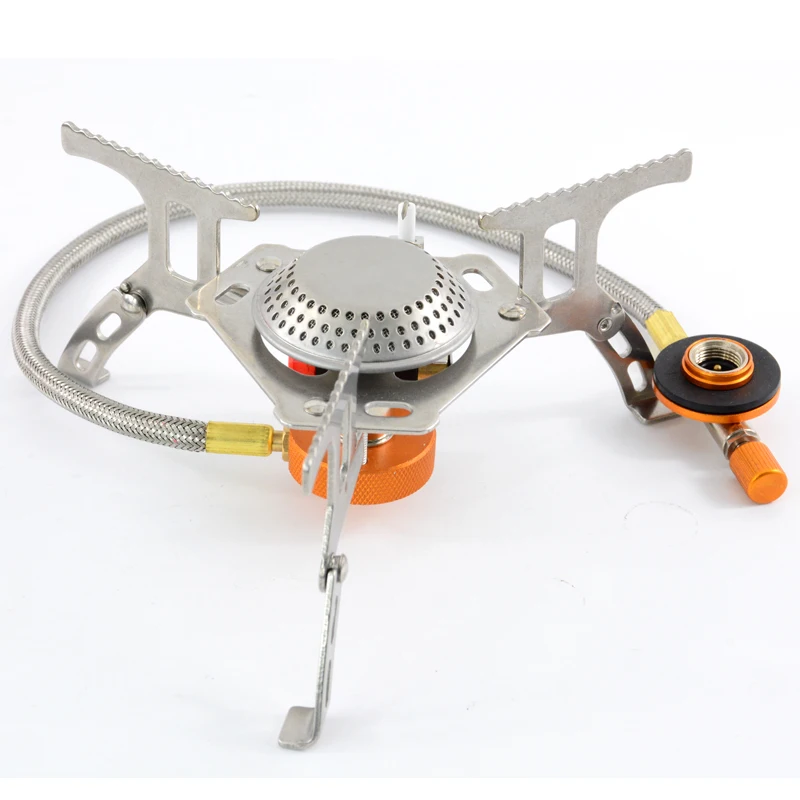 

Outdoor mini portable camping gas stove folding gas cooker with piezo ignition, Orange and silver