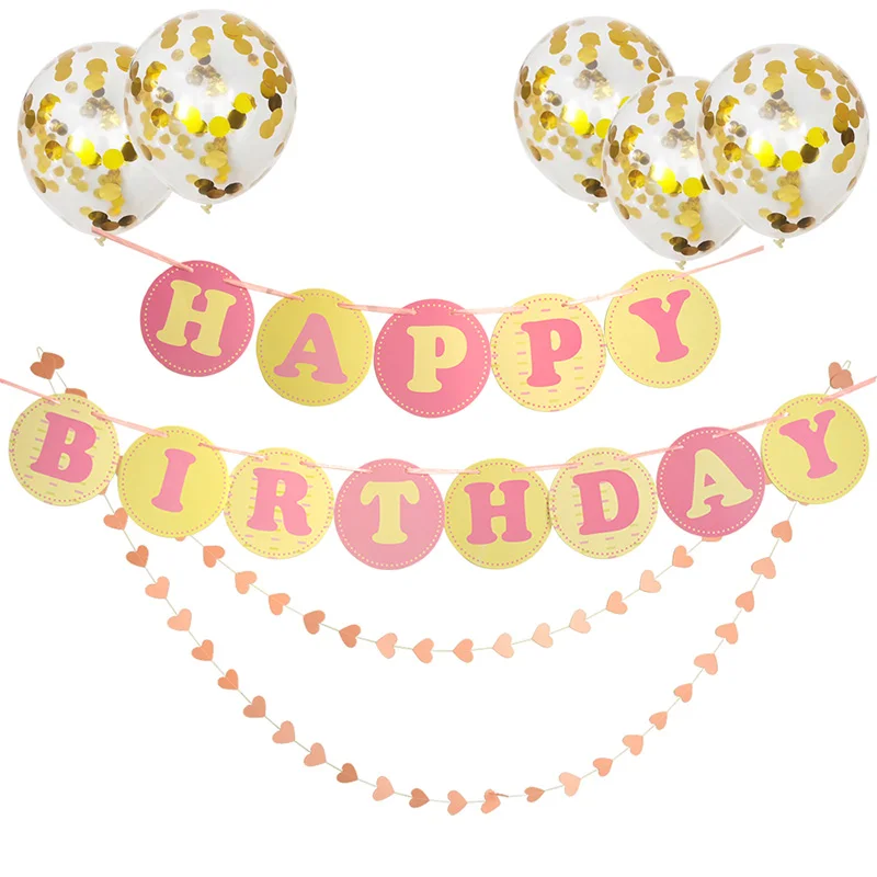 Colorful Diy Happy Birthday Banner Confetti Balloon Birthday Decoration