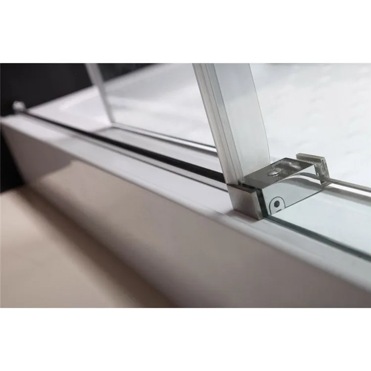 Kinmade Frameless Sliding Shower Enclosure 3/8" Glass Brushed Stainless Steel Finish Buy