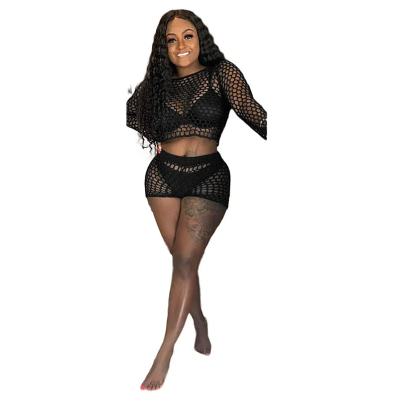 

Hight Quality Casual Mesh Solid Color Pants Set
