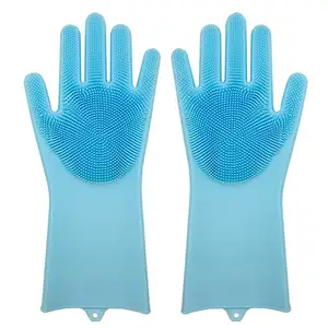 Image of Silicone Dishwashing Gloves Silicone gloves with Scrubber