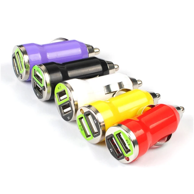 

2 USB Ports Car Charger, Blue;white;red;purple;etc