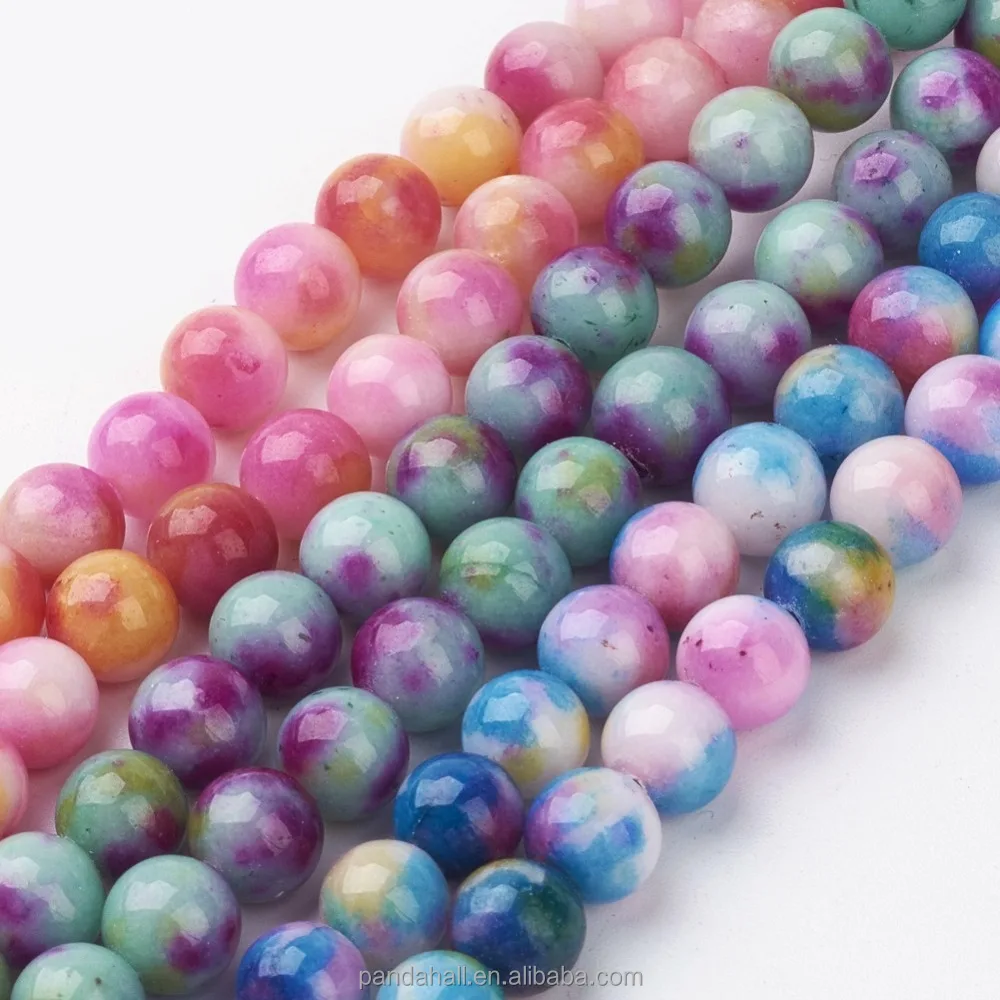 

PandaHall 8mmNatural Mixed Color Gemstone White Jade Bead