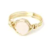 Gold Tone Handmade Wire Wrap Ring for Women Natural Druzy Fashion Jewelry