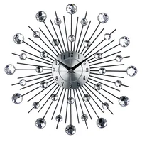 

Decorative Crystal Clock 33cm Luxury Modern Diamond Large Metal Wal Clock Mirrors Wall Clock Home Decoration