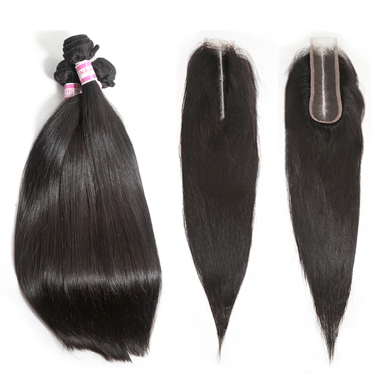 

Fast Delivery Brazilian Silky Straight Virgin Hair Weave Bundle & 2*6 lace closure,100% Unprocessed Raw Human Hair Extension