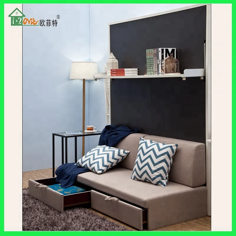 
Wholesale Wooden Queen Size Vertical Bed Folding Wall Bed Murhpy Bed With Sofa 