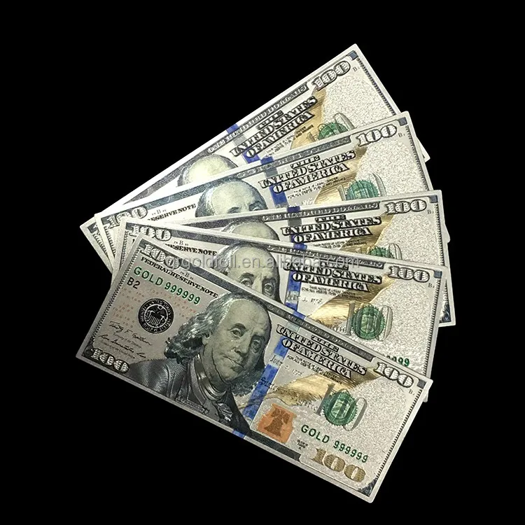 
China good quality new design 100 us dollar silver foil banknotes 
