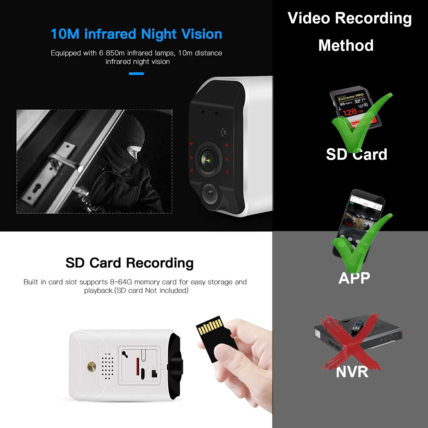 Wireless Battery Camera Battery Powered Wifi Camera With Sd Card Long