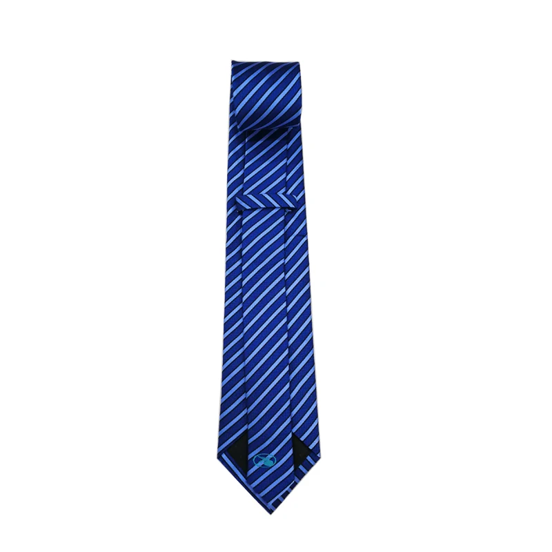 
school necktie 100 silk dark bule and light bule thin strip neckwear ties with or without logo 