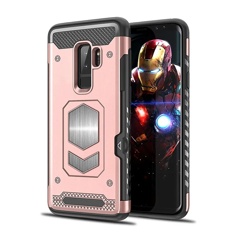 

A047 New Arrival Armor Case 6.1 inch And 6.5 inch With Magnetic Car Mount 2 In 1 Mobile Phone Case For Samsung Note 9, Black;golden;silver;blue;red;rose golden