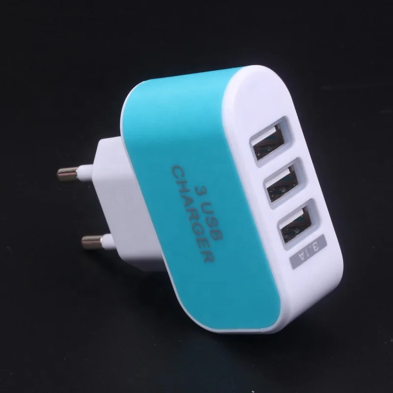 

EU US 3 Ports USB wall Charger 3A Portable Mobile Phone Chargers Travel USB Wall Charger for iPhone All Mobile Phone, Black;pink;green;blue;orange