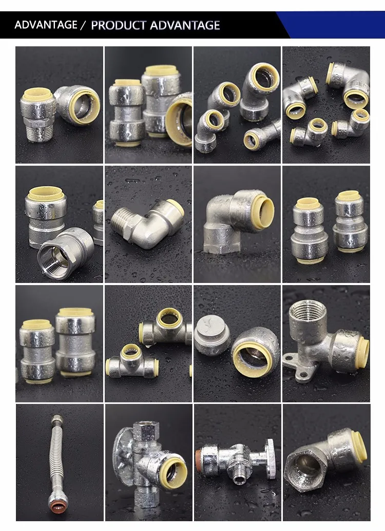 Stainless Steel Push Fit Plumbing Fittings For Pex Pipe Copper Pipe