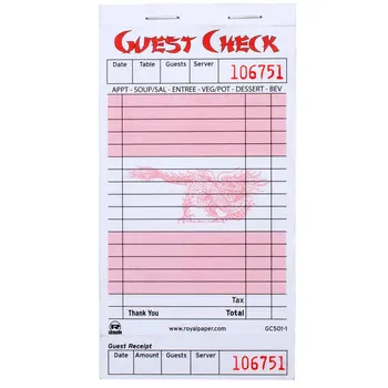 Carbonless Restaurant Waiter Order Book Guest Check Bill Book