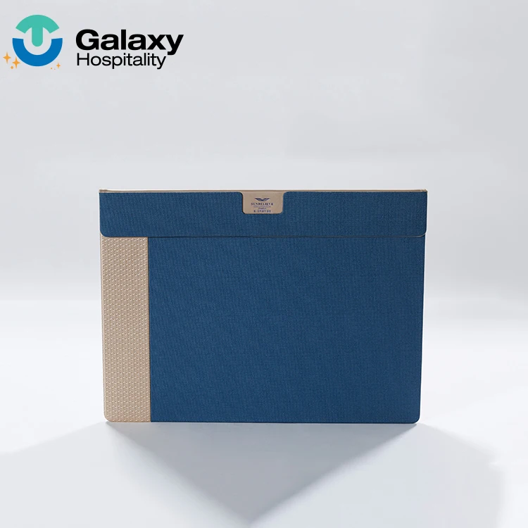 

Desktop Personalize Logo Pu Leather Desk Pad For Hotel, Blue and beige of standard color