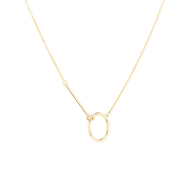 

925 silver 18K plated minimalist circle pendant jewelry necklaces