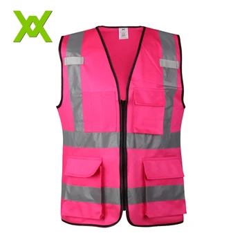 Factory Made Polyester Safety Traffic Reflective Pink Vests - Buy ...