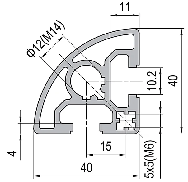 Профиль v slot 40x20 чертеж